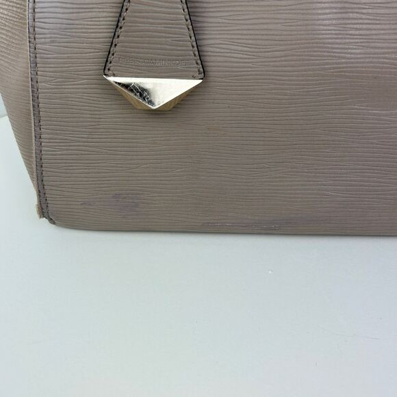 Rebecca Minkoff Perry Satchel Structured Leather Crossbody Bag Grey Taupe Handle - Picture 8 of 16